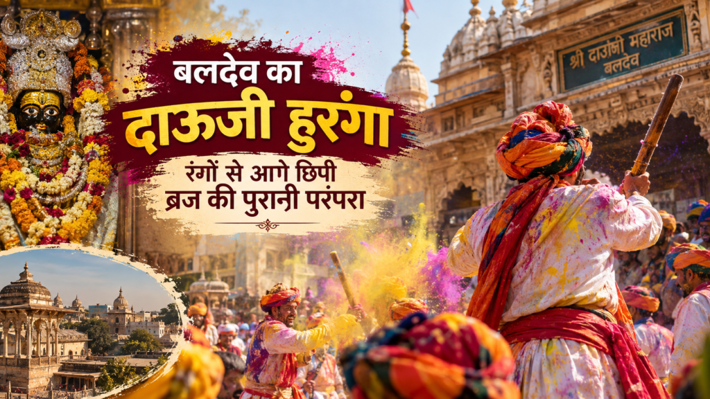 बलदेव में दाऊजी हुरंगा के दौरान रंगों के बीच मनाई जा रही ब्रज की पारंपरिक होली