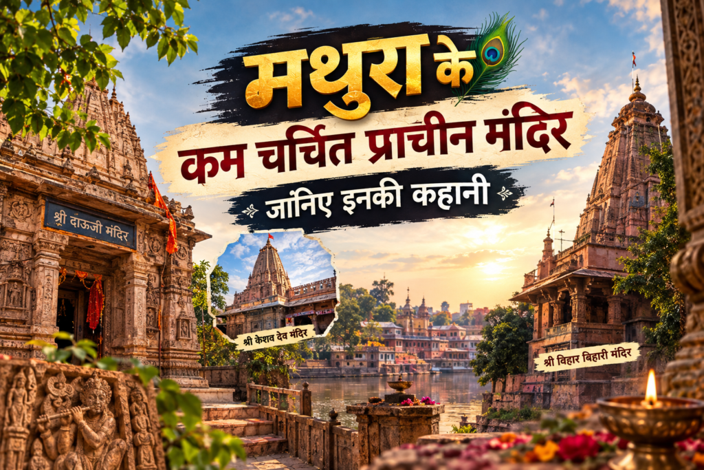 मथुरा के पुराने शहर में स्थित कम चर्चित प्राचीन मंदिर और आसपास की पारंपरिक गलियां